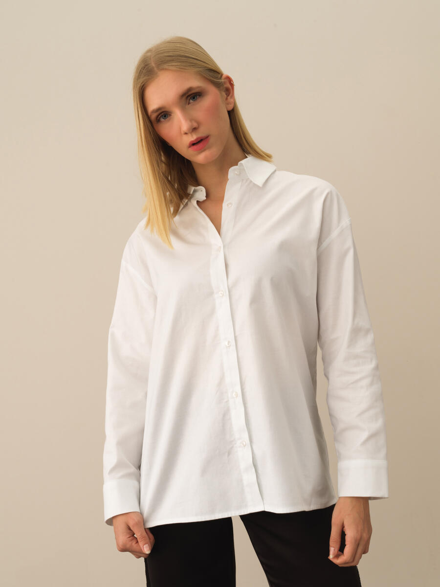 100% Cotton Oversized Basic Shirt - 1