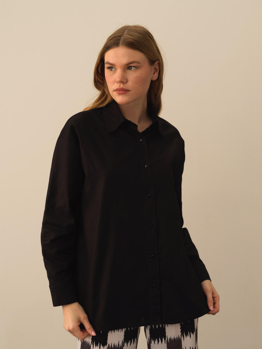 100% Cotton Oversized Basic Shirt - 1