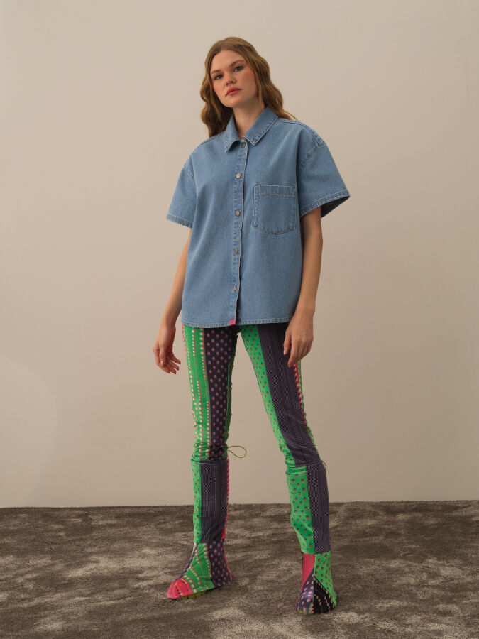 100% Cotton Oversized Denim Shirt - Xint