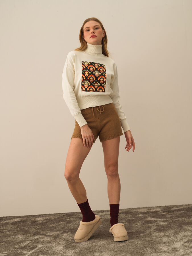 100% Cotton Oversized Printed Sweater - Xint