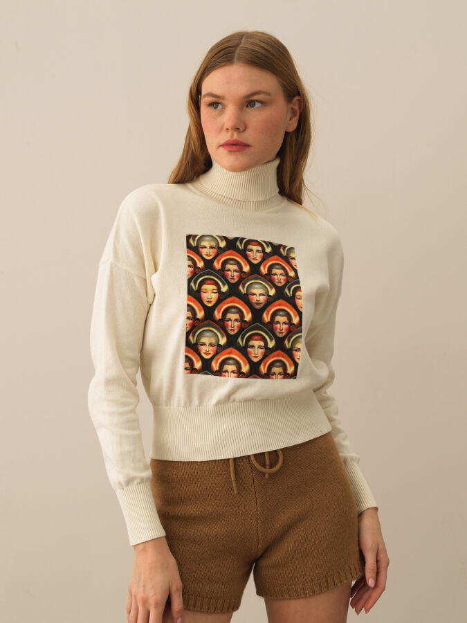 100% Cotton Oversized Printed Sweater - Xint