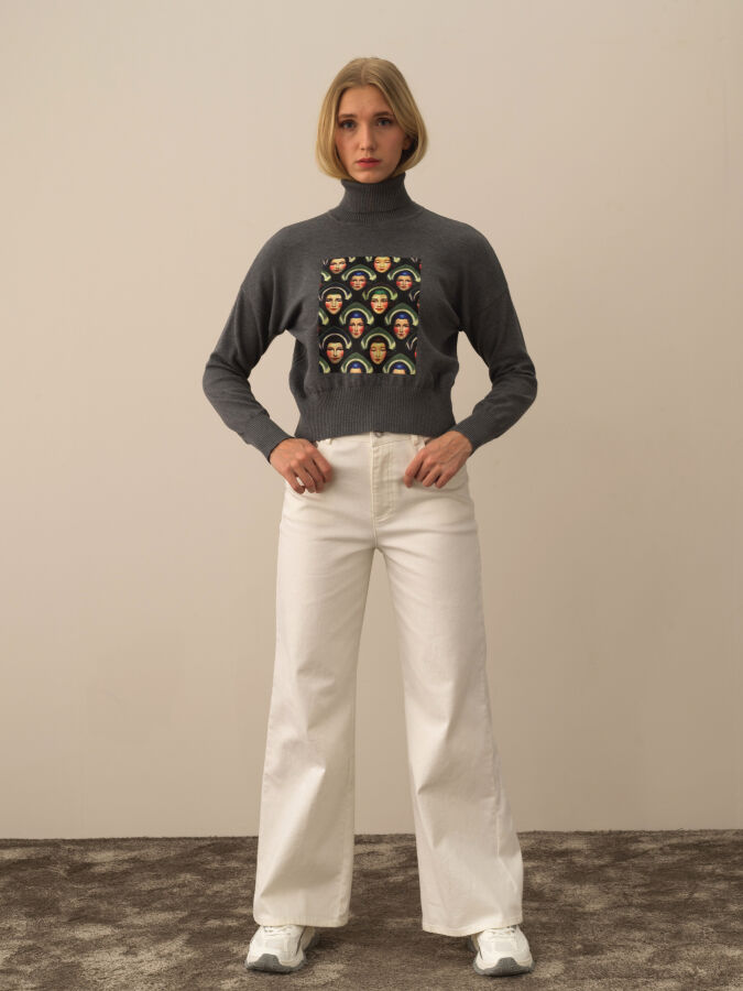 100% Cotton Oversized Printed Sweater - Xint