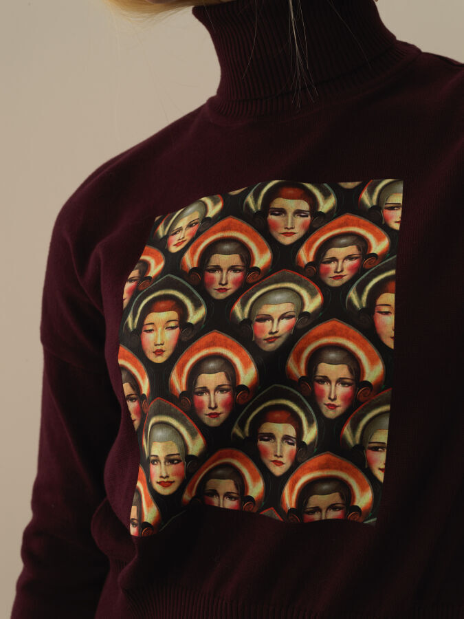 100% Cotton Oversized Printed Sweater - Xint