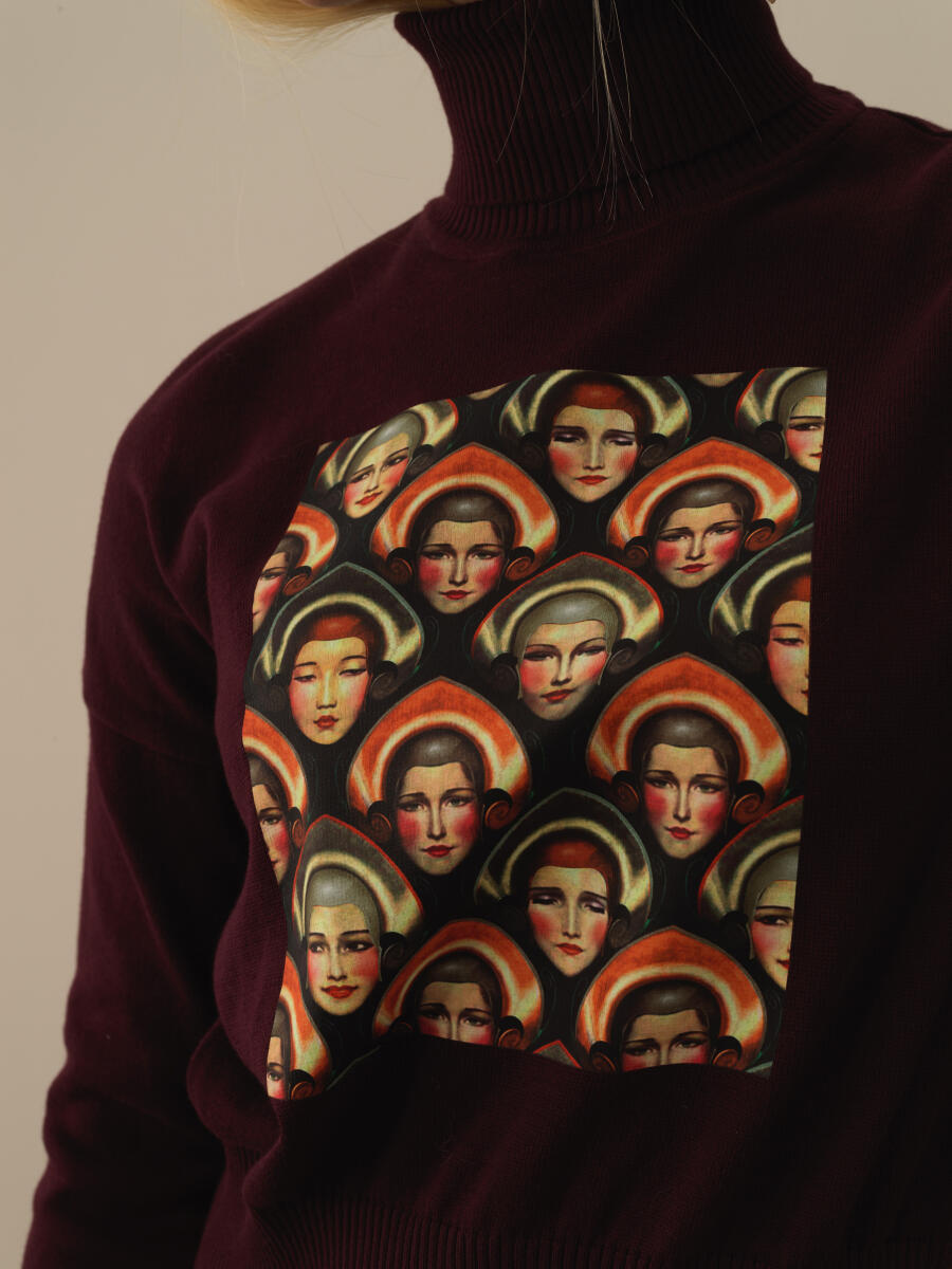 100% Cotton Oversized Printed Sweater - 3