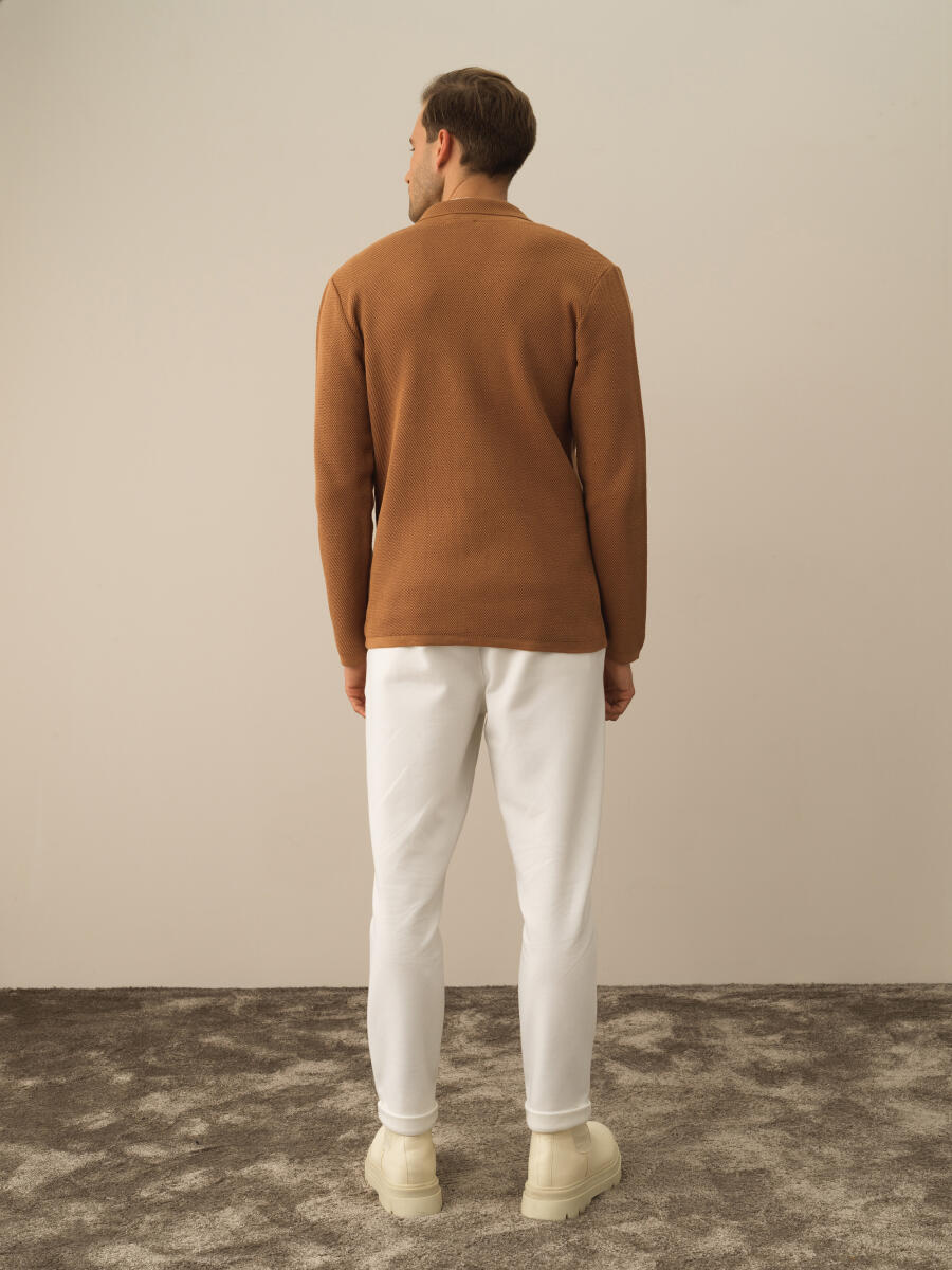 100% Cotton Regular Fit Knit Jacket - 4