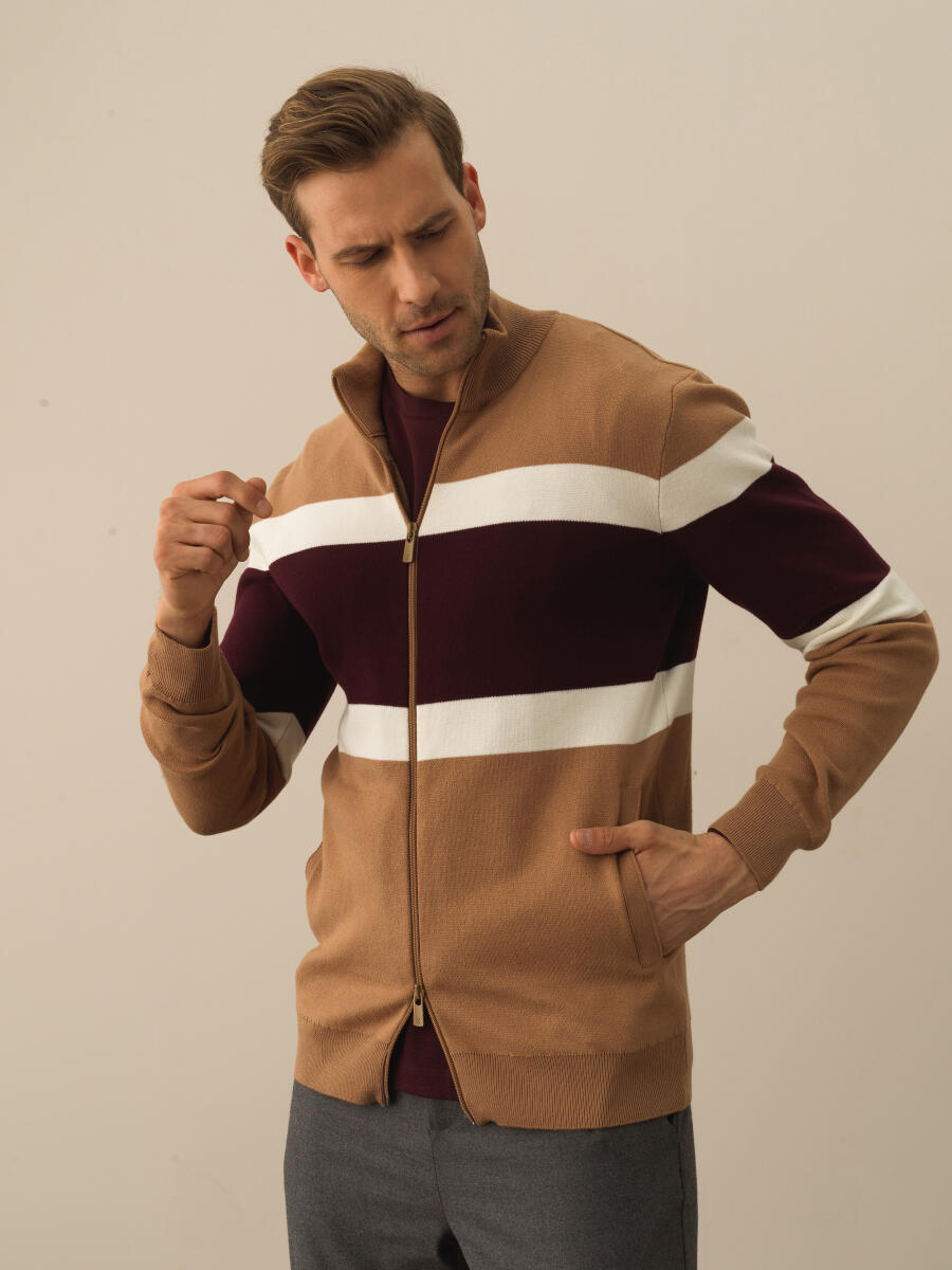 100% Cotton Regular Fit Striped Cardigan