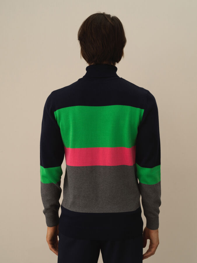 100% Cotton Regular Fit Striped Sweater - Xint