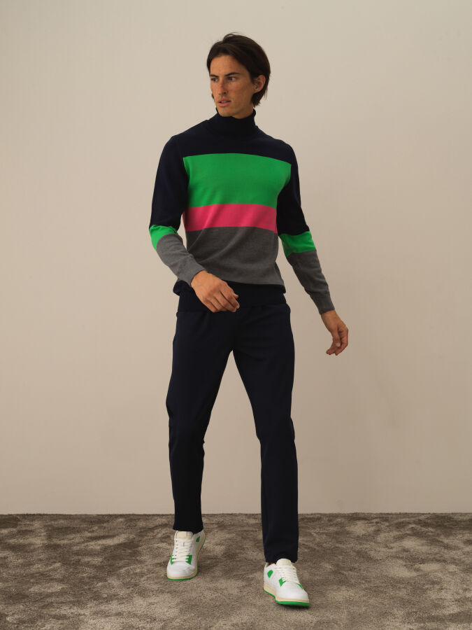 100% Cotton Regular Fit Striped Sweater - Xint