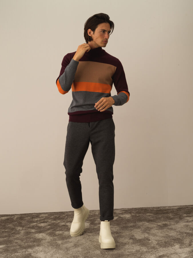 100% Cotton Regular Fit Striped Sweater - Xint