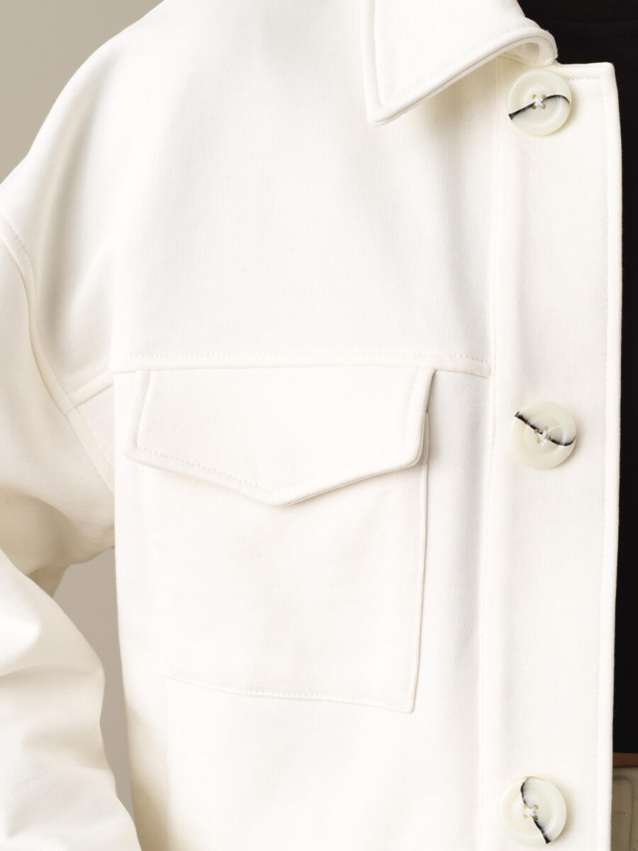 Beyaz Pamuk Dokulu Oversize Ceket - 3