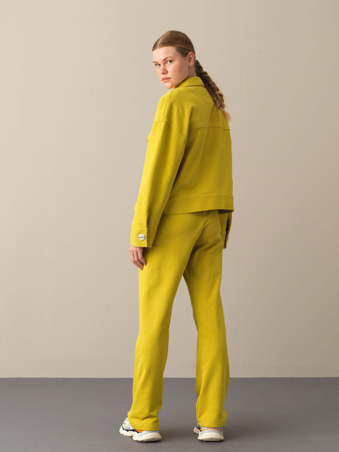 Sarı Pamuk Dokulu Oversize Ceket - Xint