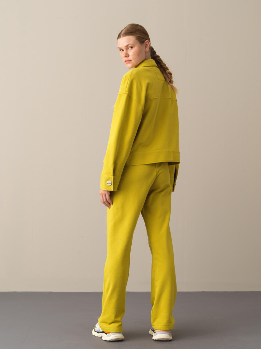 Sarı Pamuk Dokulu Oversize Ceket - 5