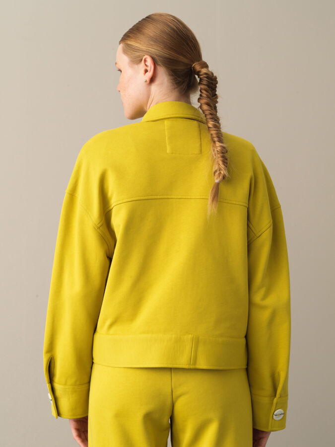 Sarı Pamuk Dokulu Oversize Ceket - Xint