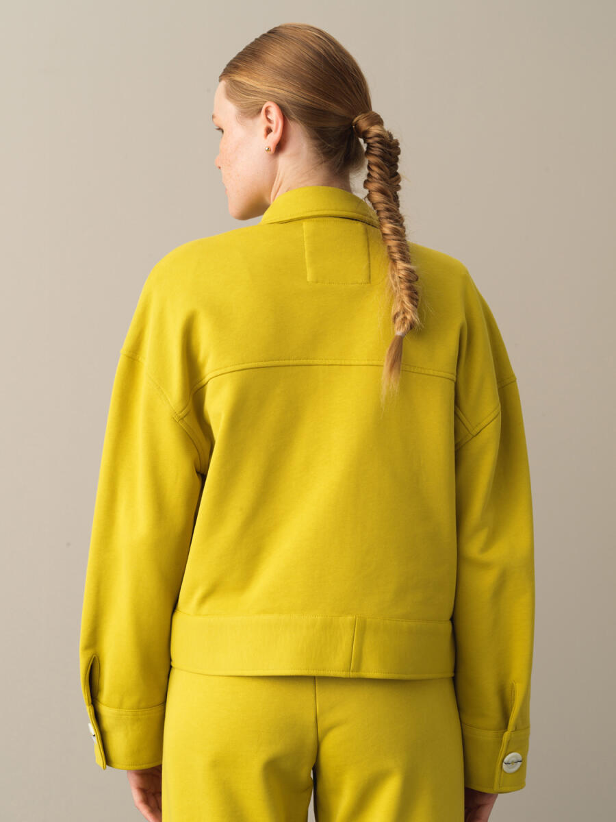 Sarı Pamuk Dokulu Oversize Ceket - 4