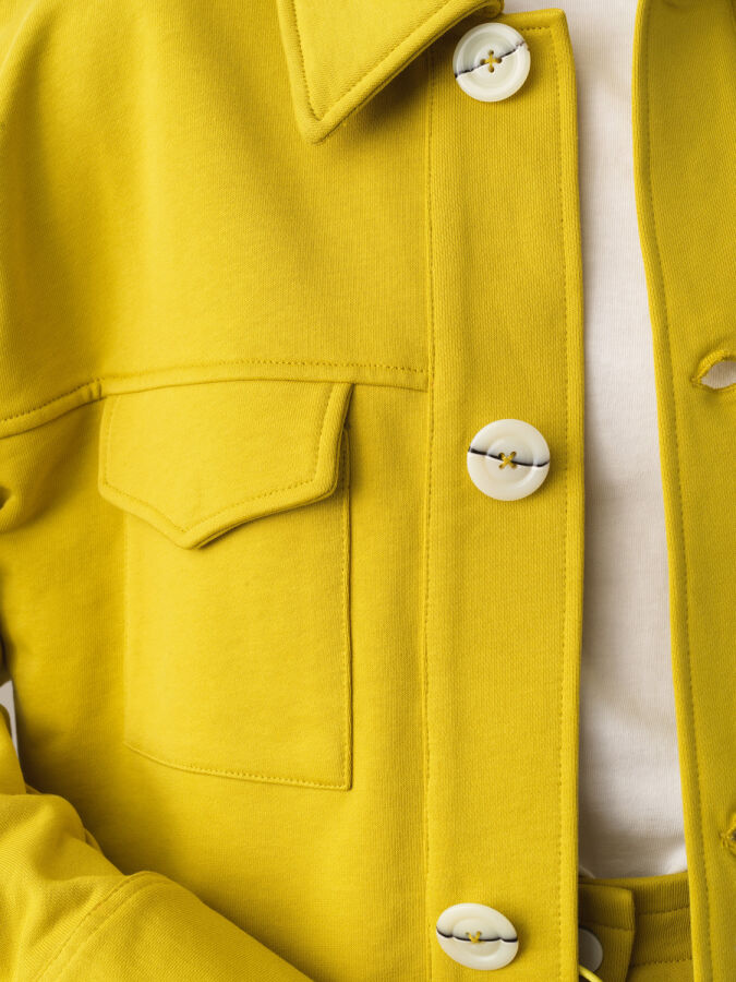 Sarı Pamuk Dokulu Oversize Ceket - Xint