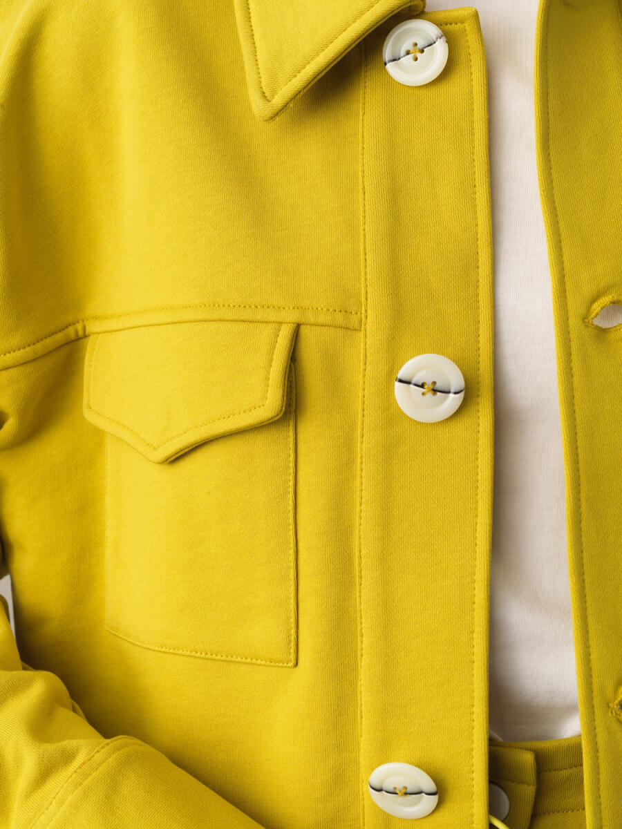 Sarı Pamuk Dokulu Oversize Ceket - 3