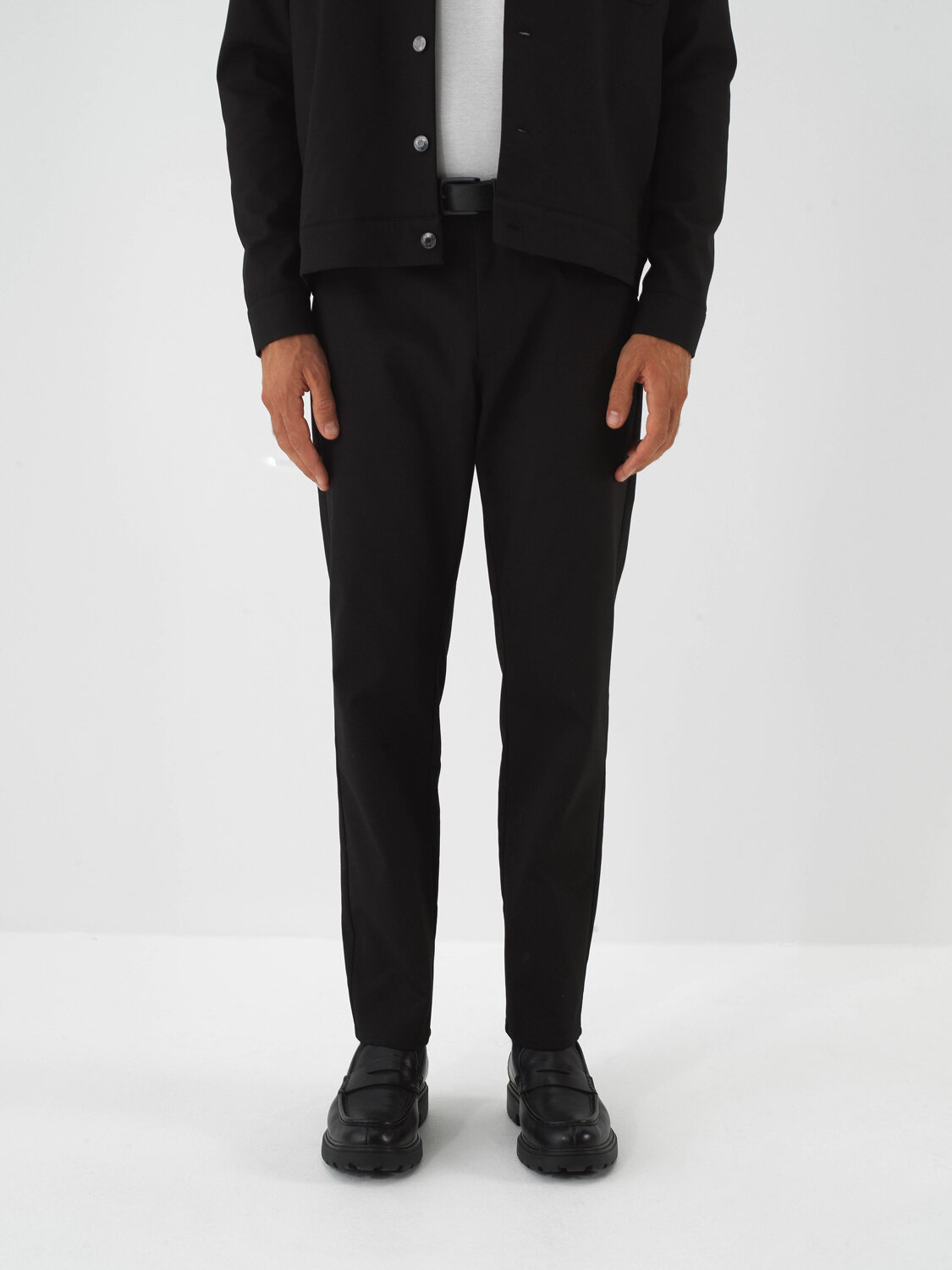 Siyah Pamuk Dokulu Regular Fit Pantolon - Xint