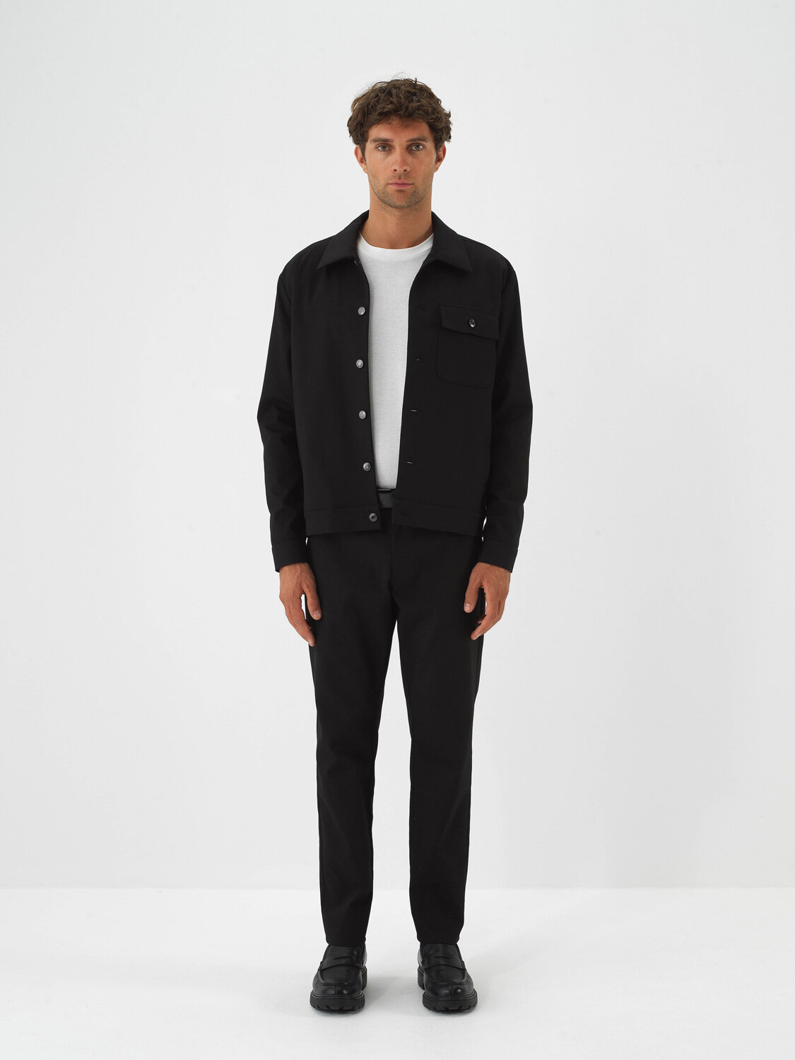 Siyah Pamuk Dokulu Regular Fit Pantolon - Xint