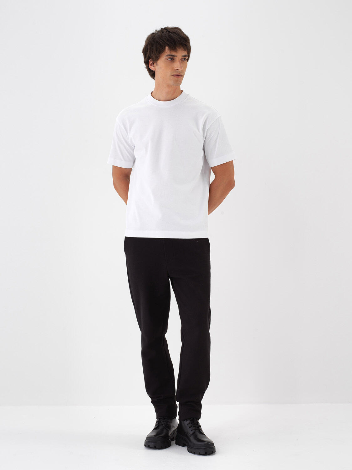 White Cotton Textured Regular Fit T-Shirt - 2