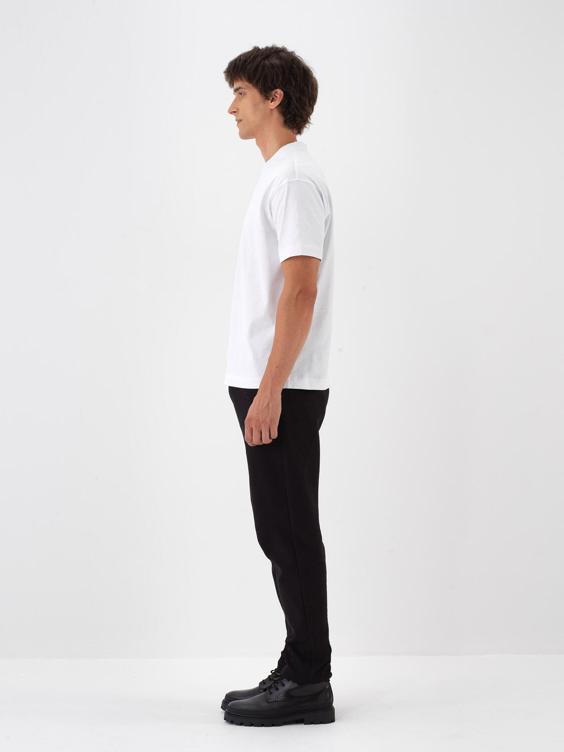 White Cotton Textured Regular Fit T-Shirt - 3