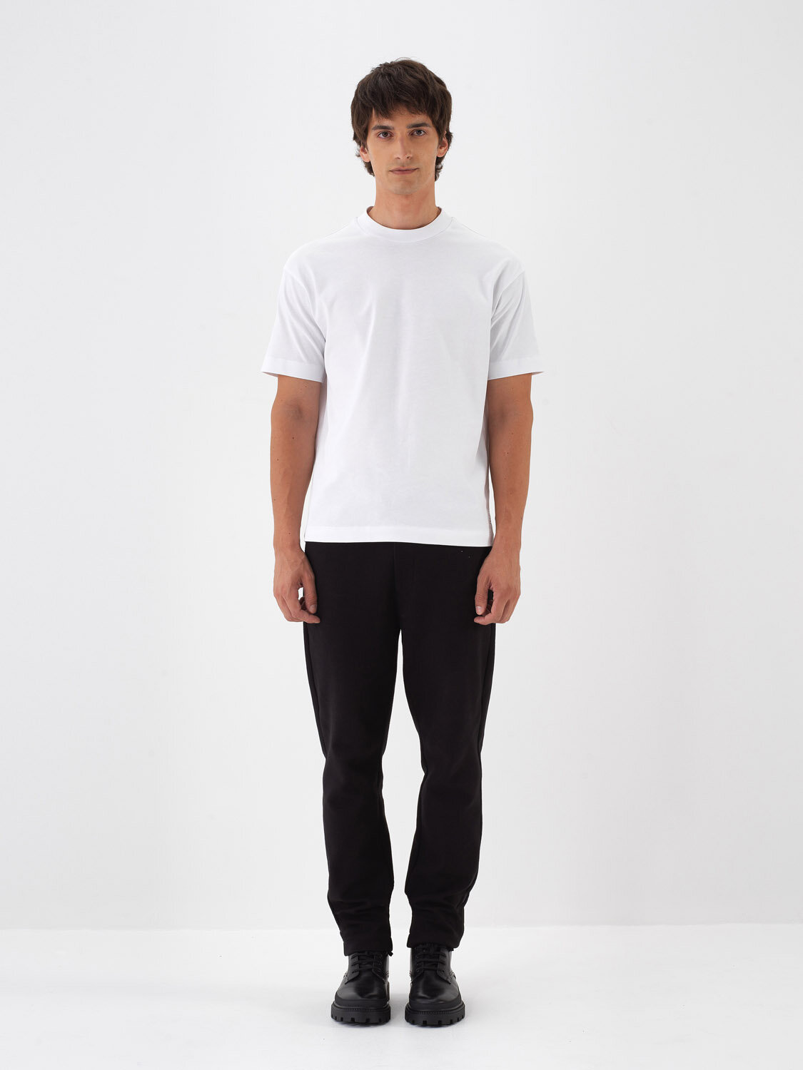 White Cotton Textured Regular Fit T-Shirt - Xint