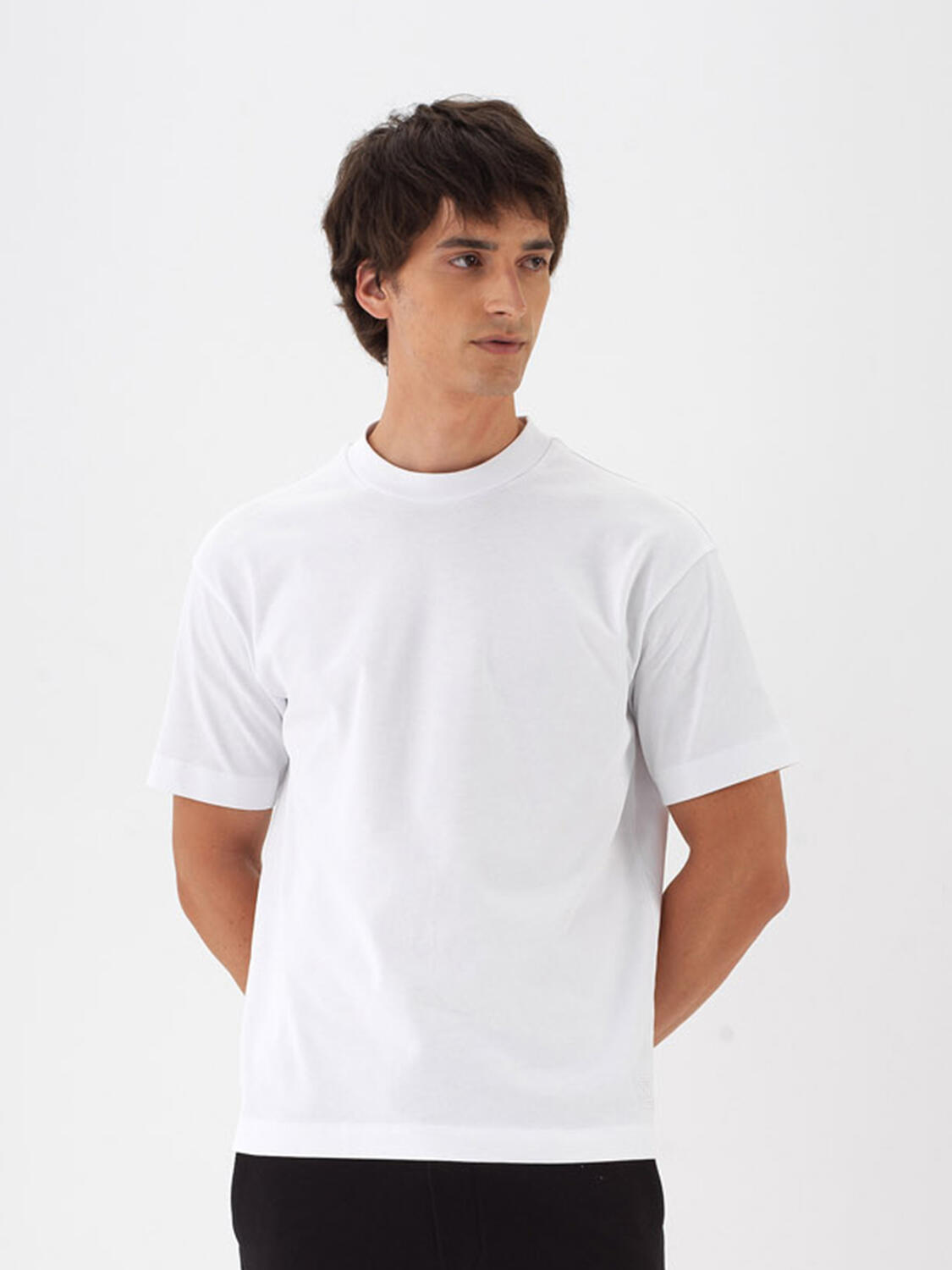 White Cotton Textured Regular Fit T-Shirt - 2