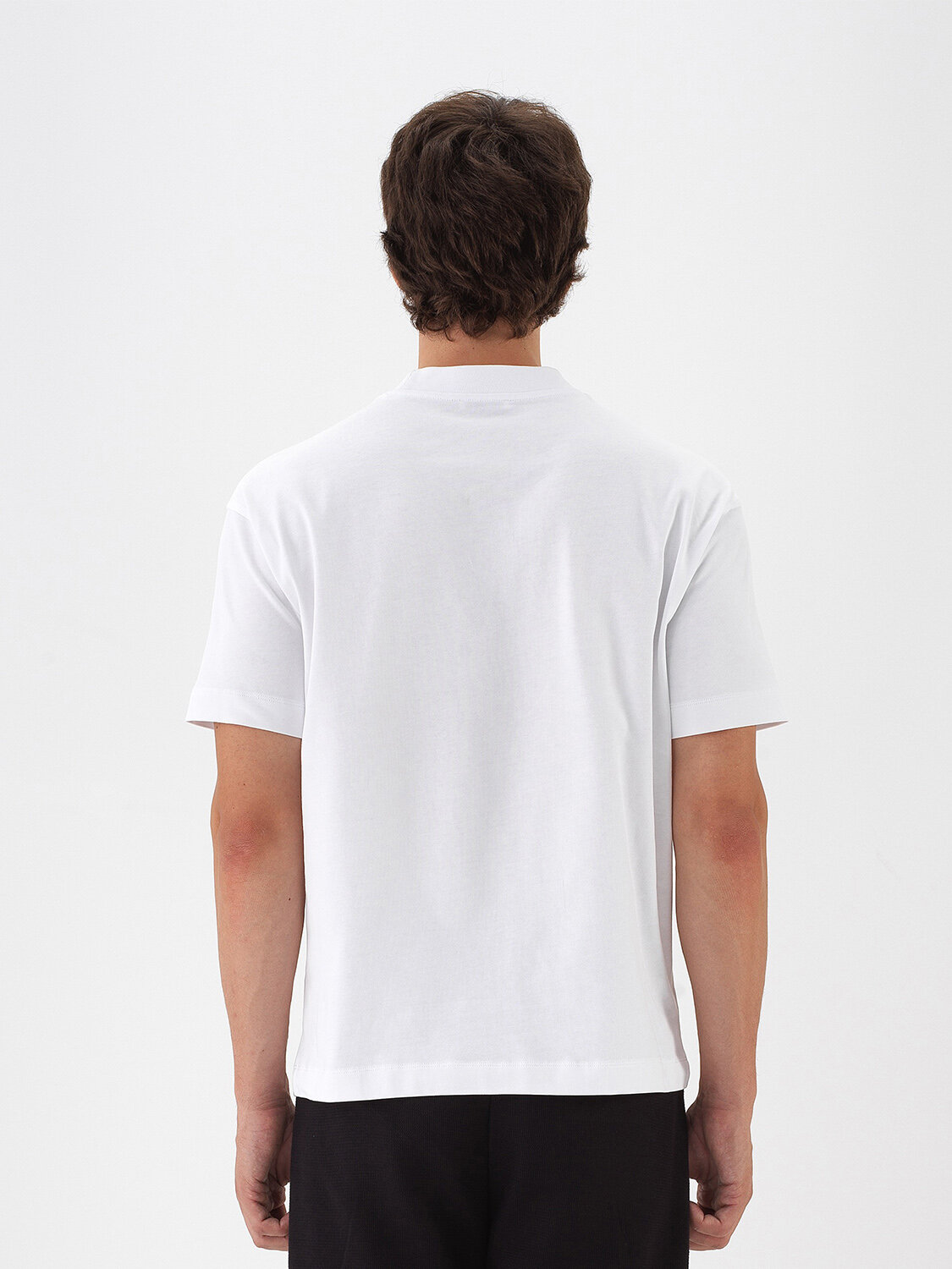 White Cotton Textured Regular Fit T-Shirt - Xint