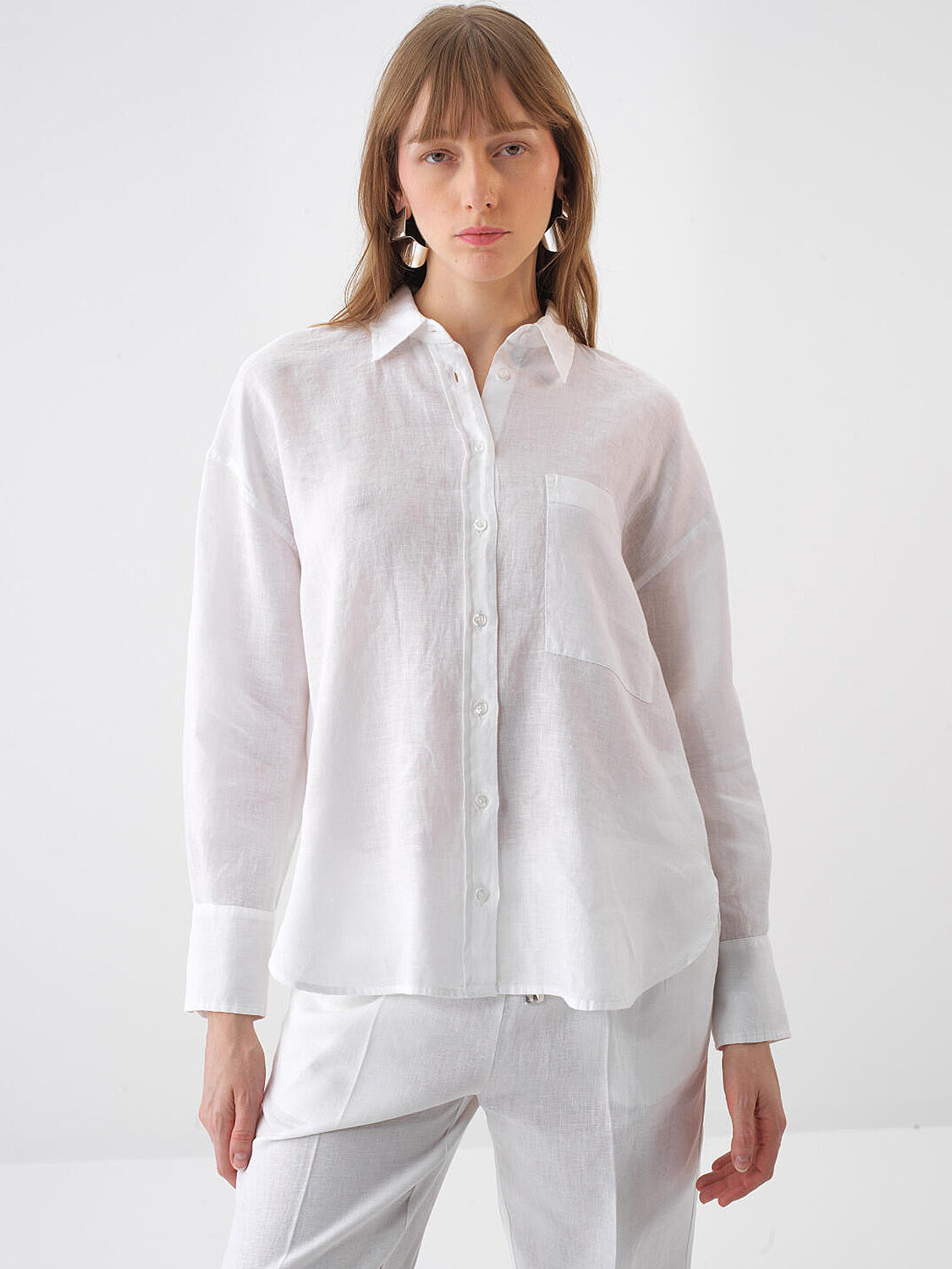 White Oversize Linen Shirt