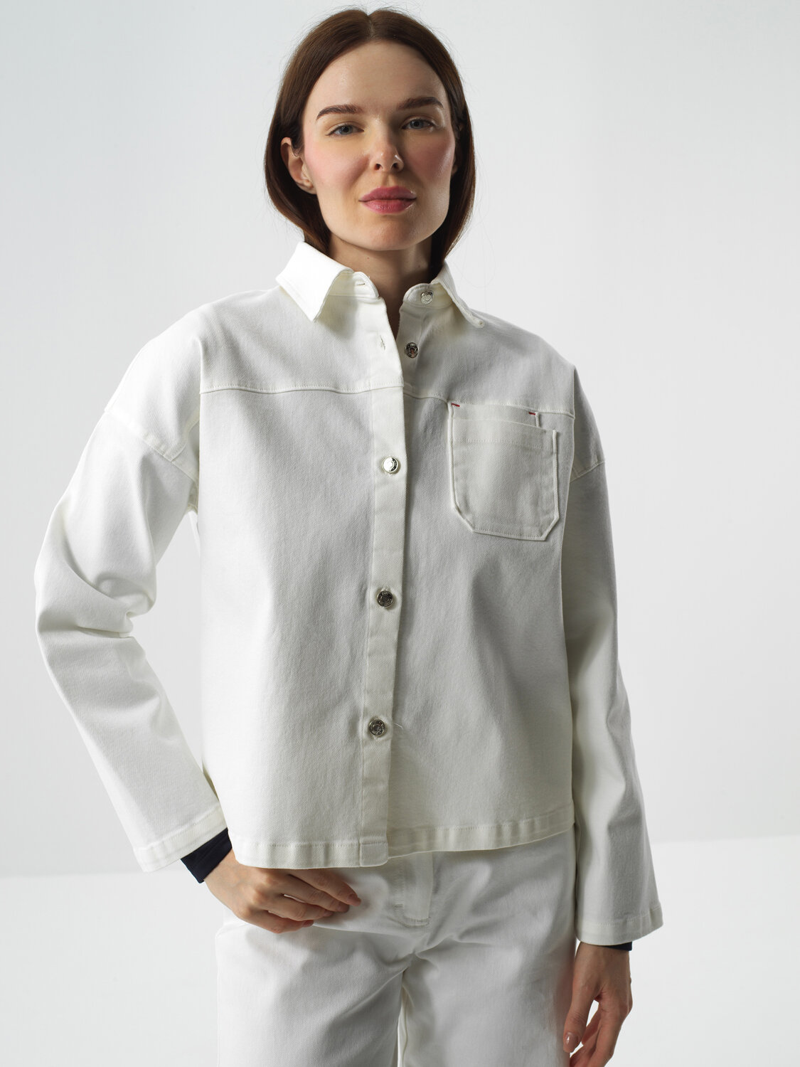 Ekru Pamuk Dokulu Oversize Ceket - Xint