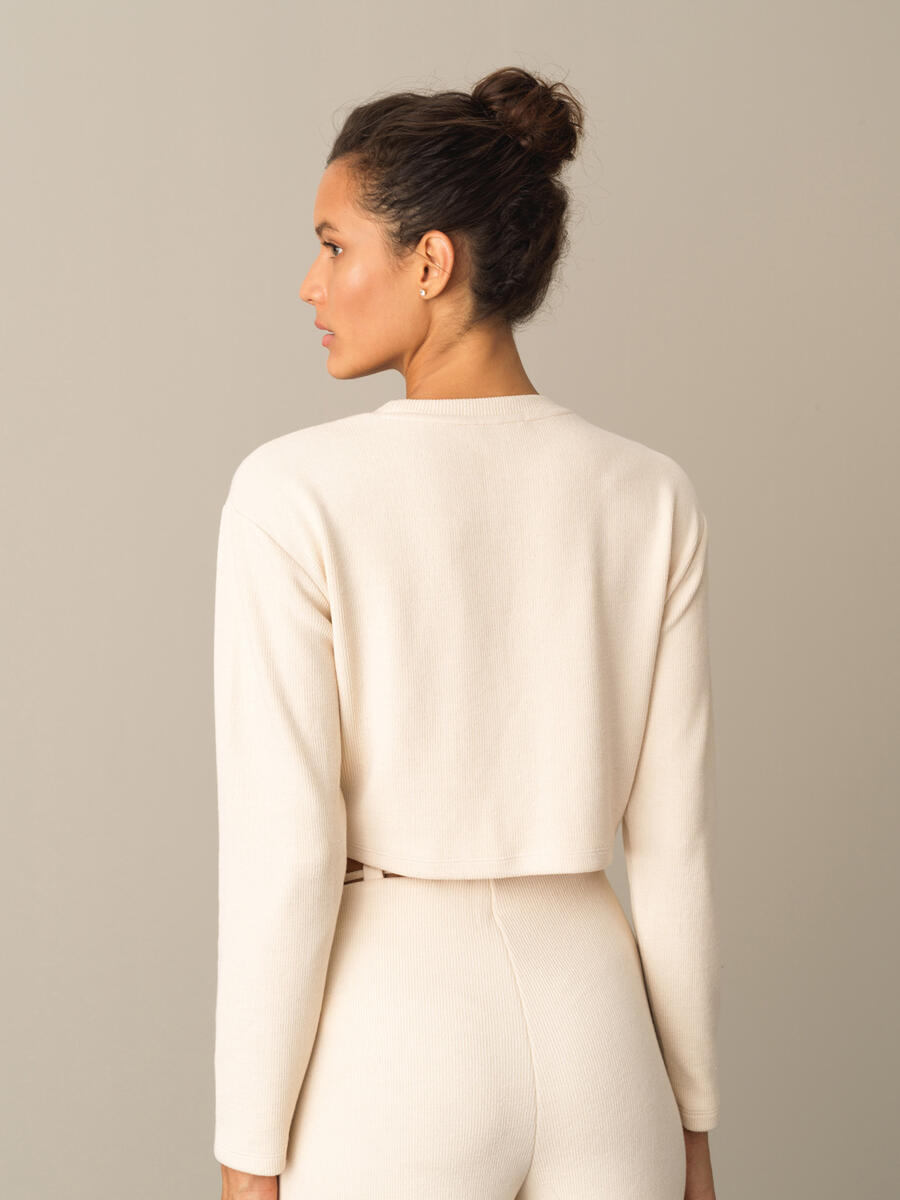 Bej Esnek Dokulu Regular Fit Bluz - 4