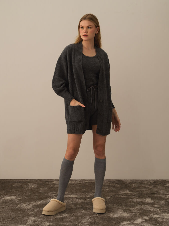 Buttoned Oversized Cardigan - Xint