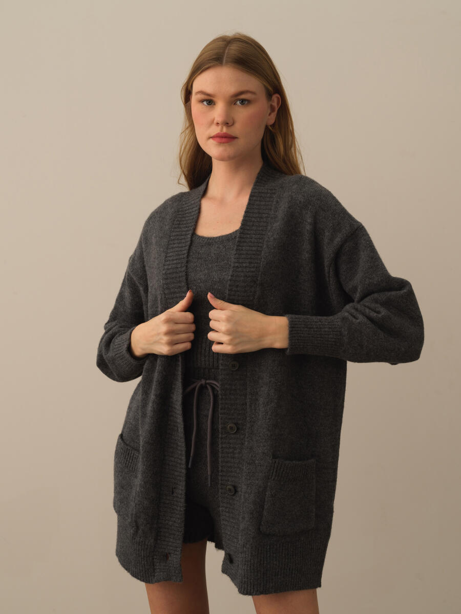 Buttoned Oversized Cardigan - 1