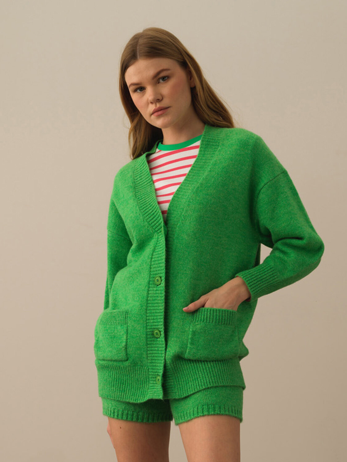 Buttoned Oversized Cardigan - Xint