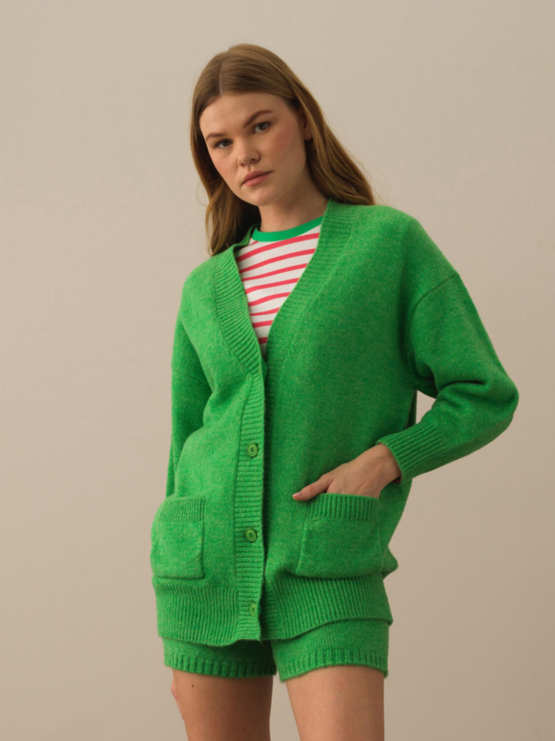 Buttoned Oversized Cardigan - 2