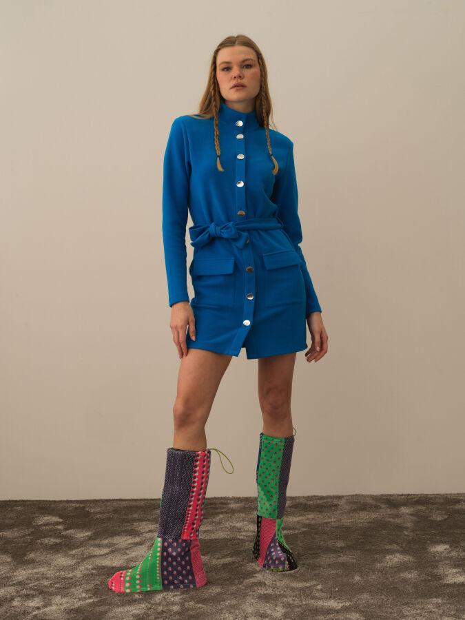 Cotton Belted Regular Fit Dress - Xint