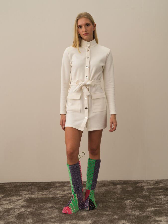 Cotton Belted Regular Fit Dress - Xint