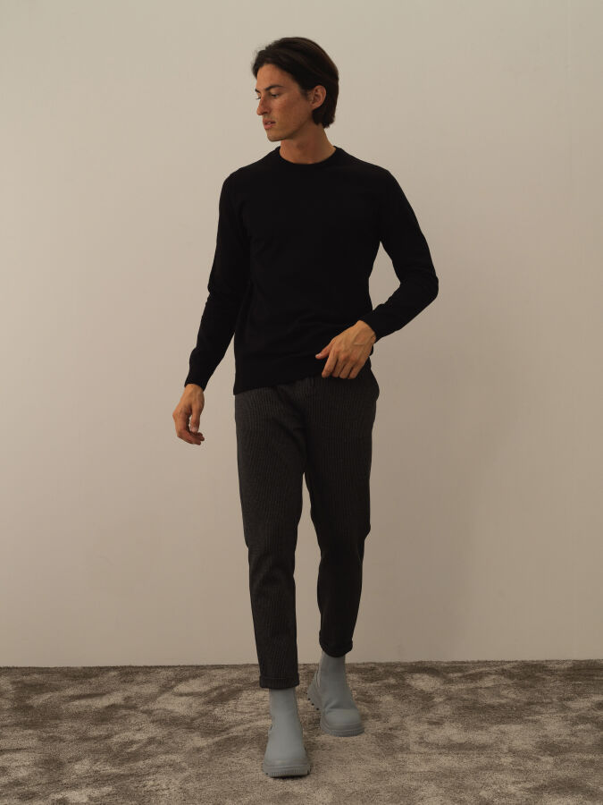 Cotton Crew Neck Regular Fit Basic Sweater - Xint