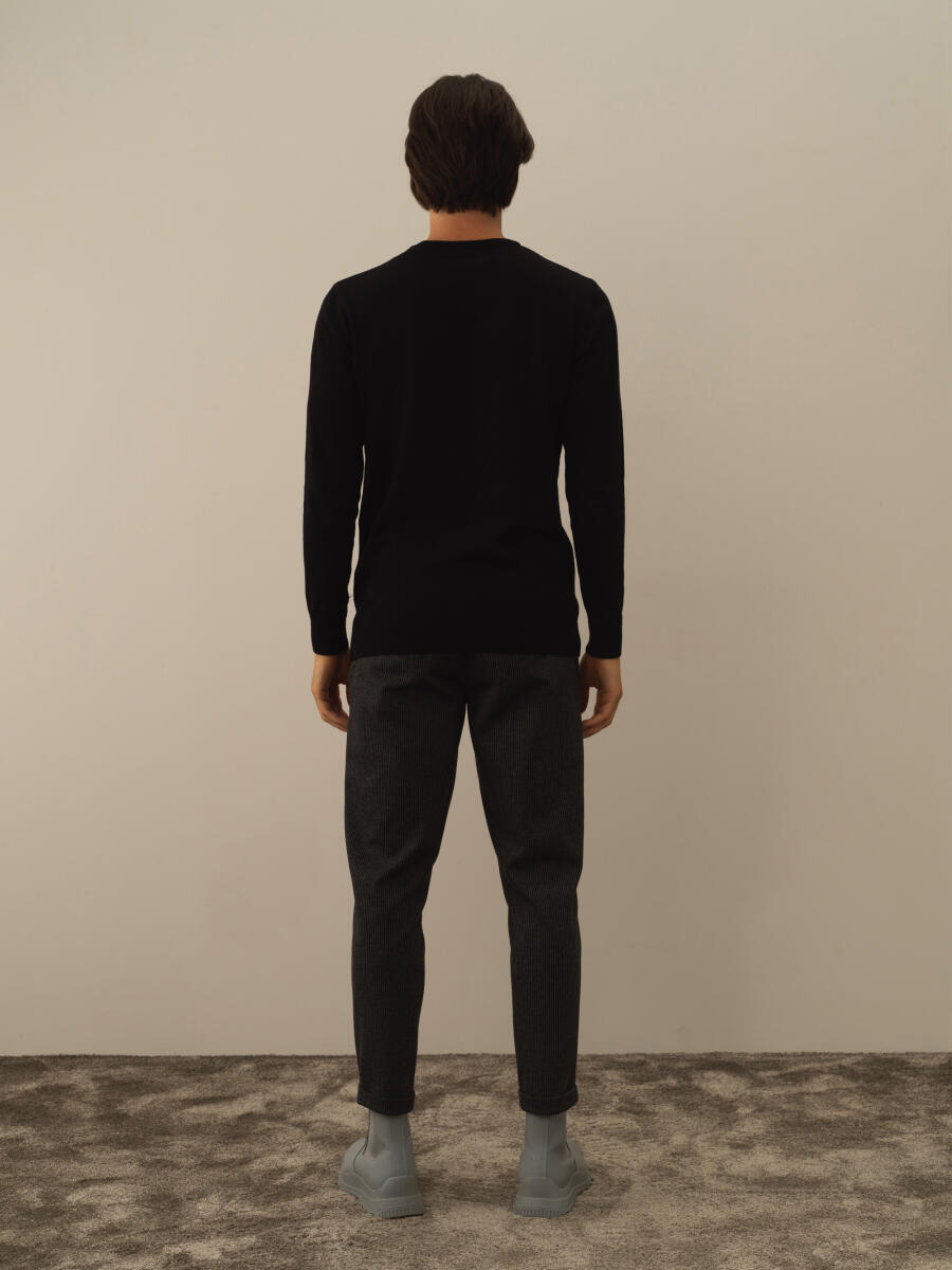 Cotton Crew Neck Regular Fit Basic Sweater - 4