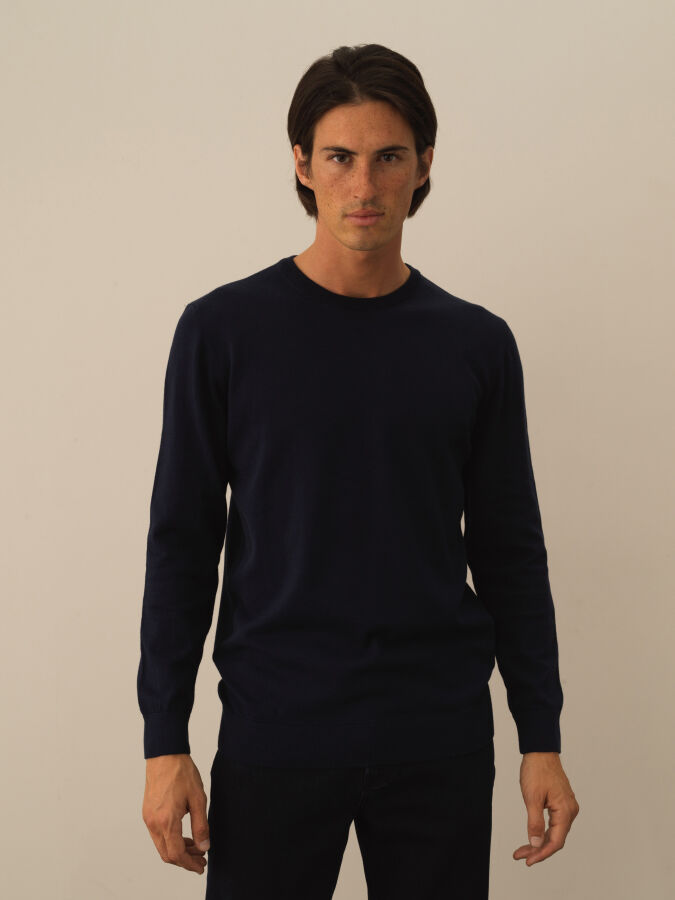 Cotton Crew Neck Regular Fit Basic Sweater - Xint