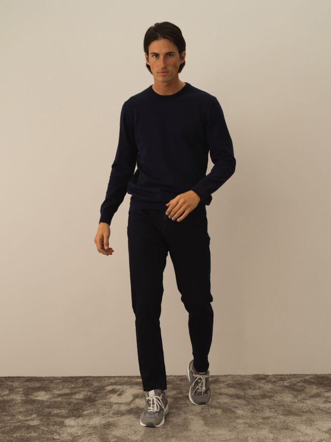 Cotton Crew Neck Regular Fit Basic Sweater - Xint