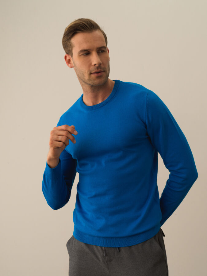 Cotton Crew Neck Regular Fit Basic Sweater - Xint