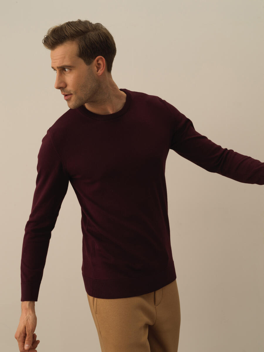 Cotton Crew Neck Regular Fit Basic Sweater