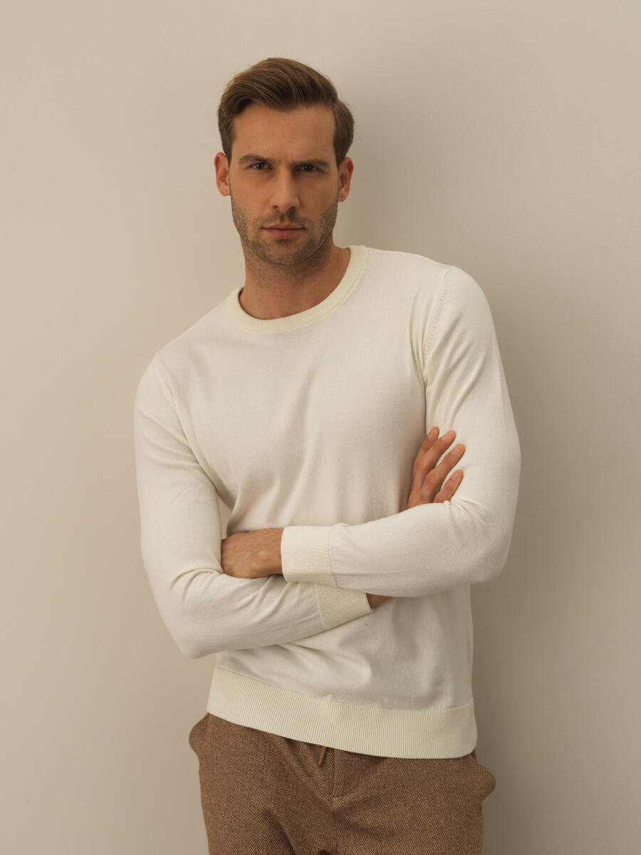 Cotton Crew Neck Regular Fit Basic Sweater