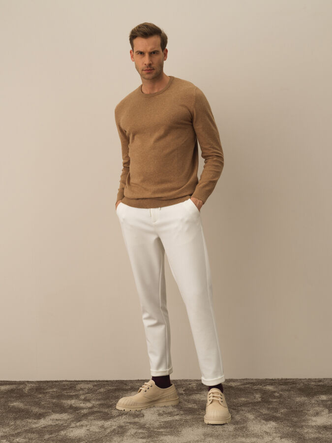 Cotton Crew Neck Regular Fit Basic Sweater - Xint