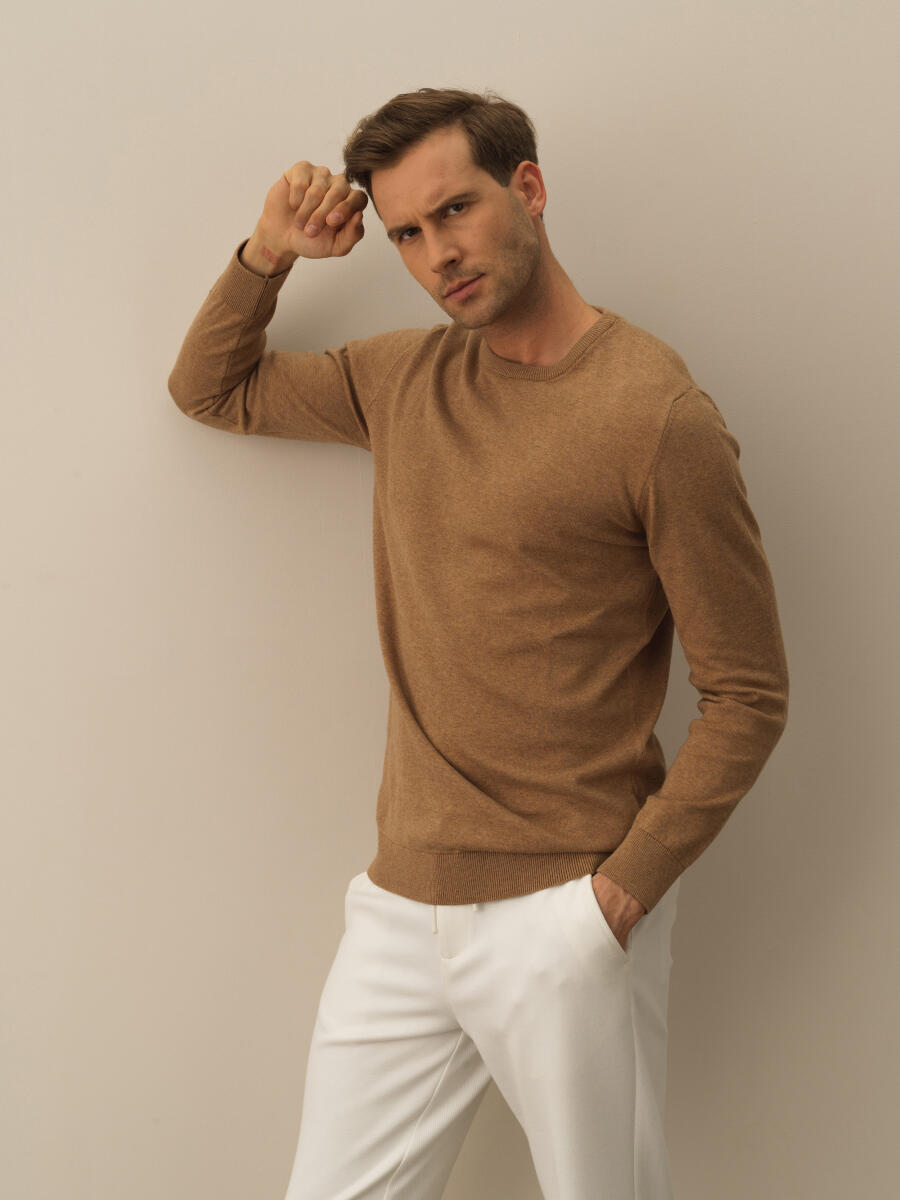 Cotton Crew Neck Regular Fit Basic Sweater