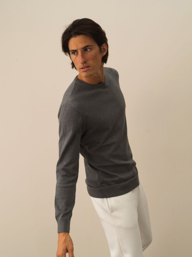 Cotton Crew Neck Regular Fit Basic Sweater - Xint