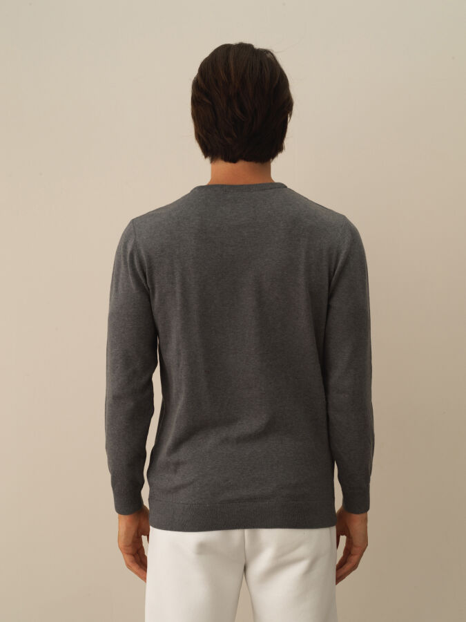 Cotton Crew Neck Regular Fit Basic Sweater - 3