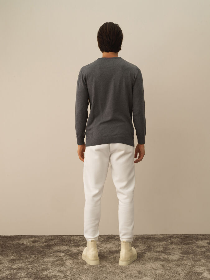 Cotton Crew Neck Regular Fit Basic Sweater - 4