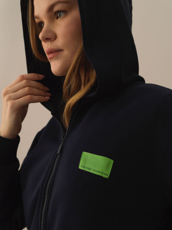 Cotton Hooded Oversized Sweat Jacket - Xint