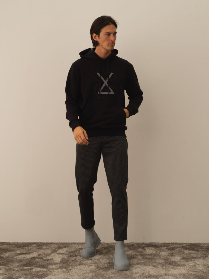 Cotton Hooded Regular Fit Sweatshirt - Xint